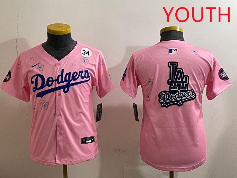 Youth Los Angeles Dodgers Blank Pink Sakura Edition 2025 Nike MLB Jersey style 22->youth mlb jersey->Youth Jersey
